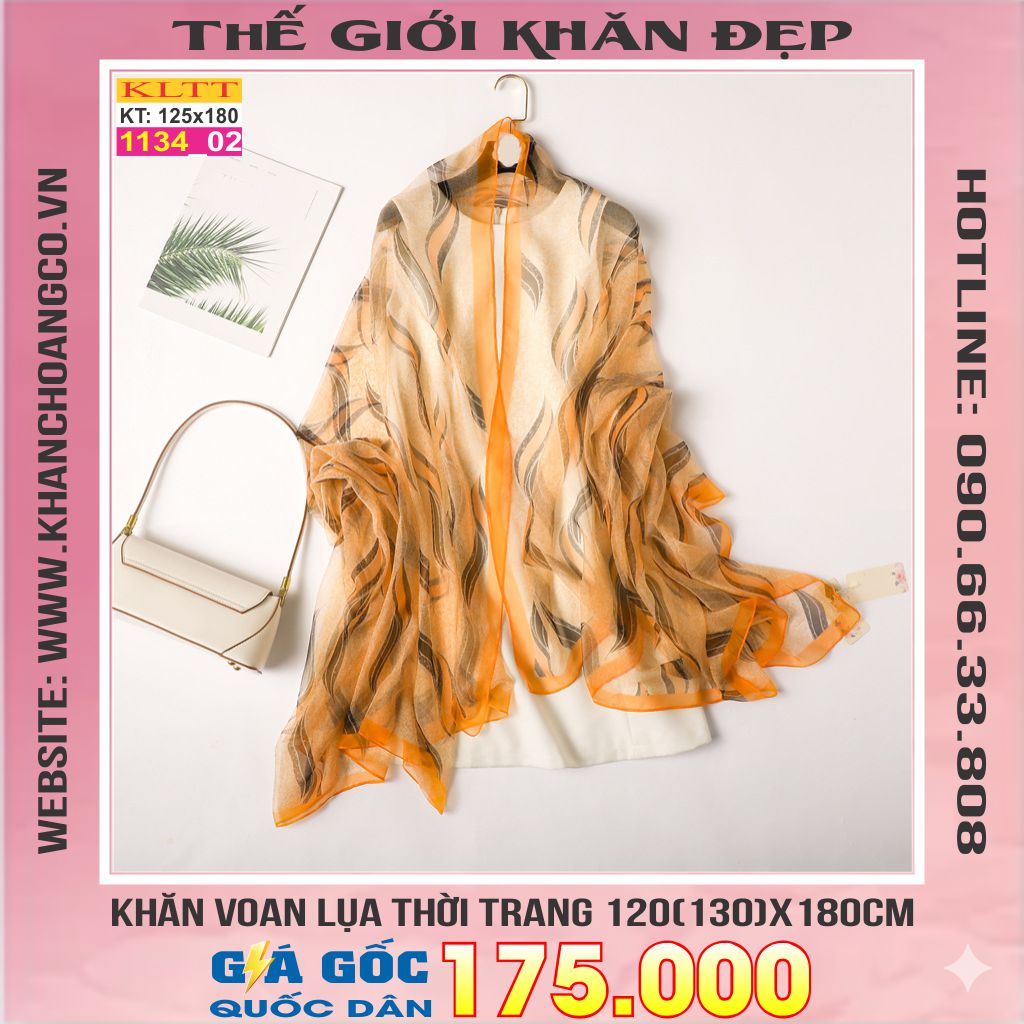 Khăn Lụa Tơ Tằm Thế Giới Khăn Đẹp cao cấp KLTT 13402
