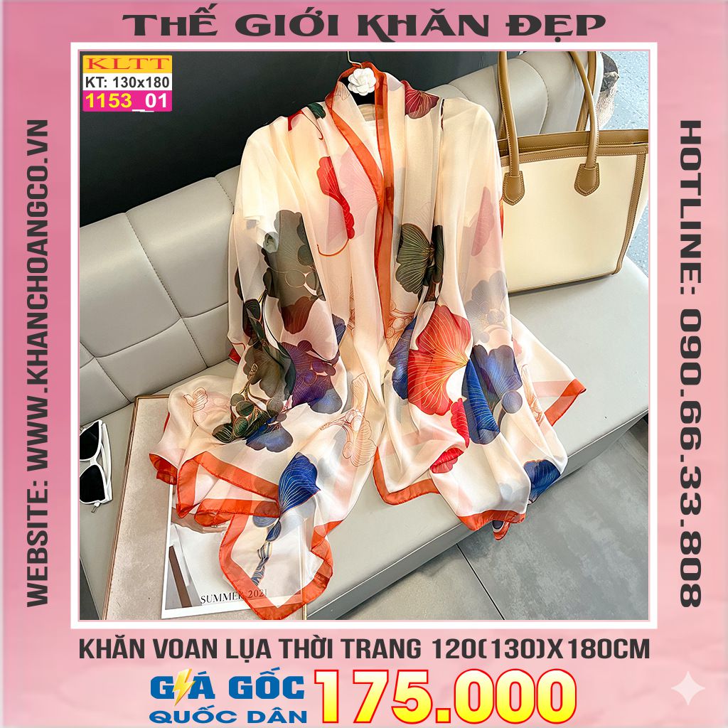 Khăn Lụa Tơ Tằm Thế Giới Khăn Đẹp cao cấp KLTT 15301