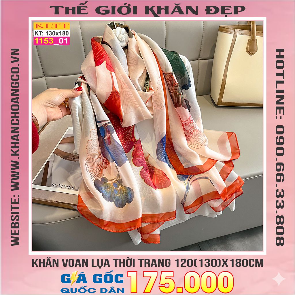 Khăn Lụa Tơ Tằm Thế Giới Khăn Đẹp cao cấp KLTT 15301