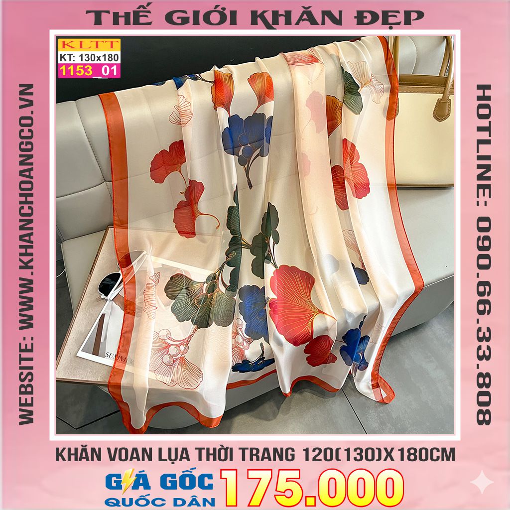 Khăn Lụa Tơ Tằm Thế Giới Khăn Đẹp cao cấp KLTT 15301