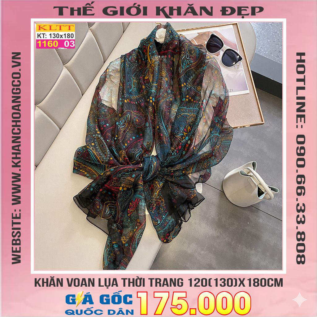 Khăn Lụa Tơ Tằm Thế Giới Khăn Đẹp cao cấp KLTT 16003