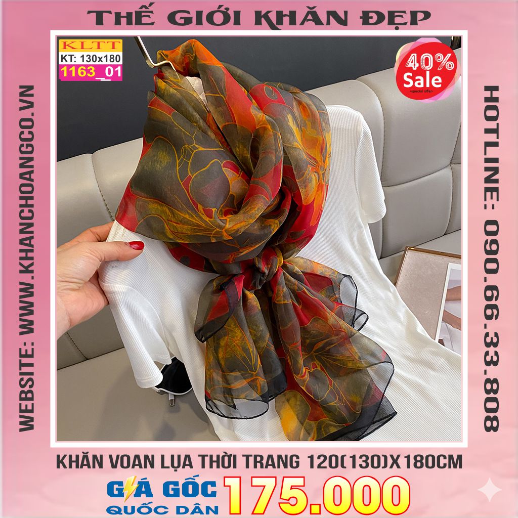 Khăn Lụa Tơ Tằm Thế Giới Khăn Đẹp cao cấp KLTT 16301