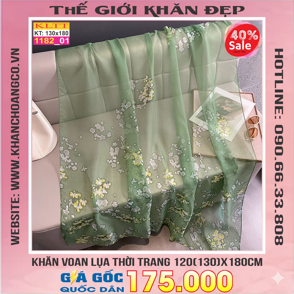 Khăn Lụa Tơ Tằm Thế Giới Khăn Đẹp cao cấp KLTT 18201