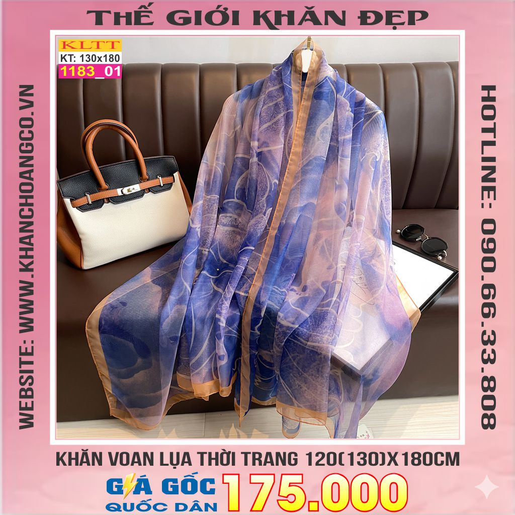 Khăn Lụa Tơ Tằm Thế Giới Khăn Đẹp cao cấp KLTT 18301