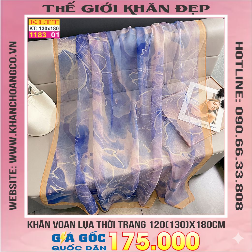Khăn Lụa Tơ Tằm Thế Giới Khăn Đẹp cao cấp KLTT 18301