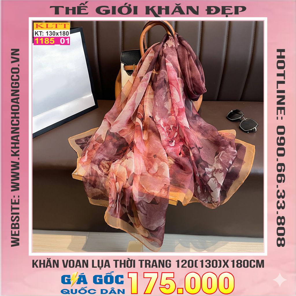 Khăn Lụa Tơ Tằm Thế Giới Khăn Đẹp cao cấp KLTT 18501