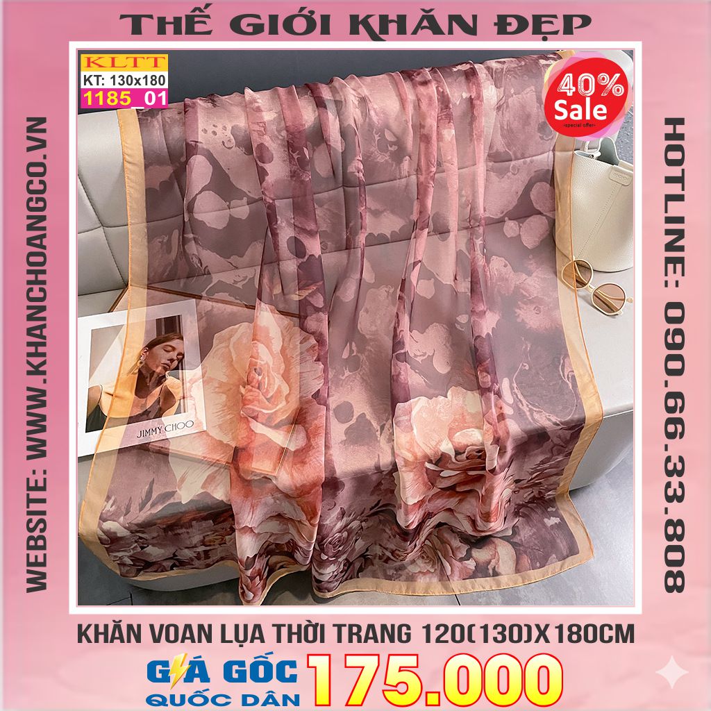 Khăn Lụa Tơ Tằm Thế Giới Khăn Đẹp cao cấp KLTT 18501