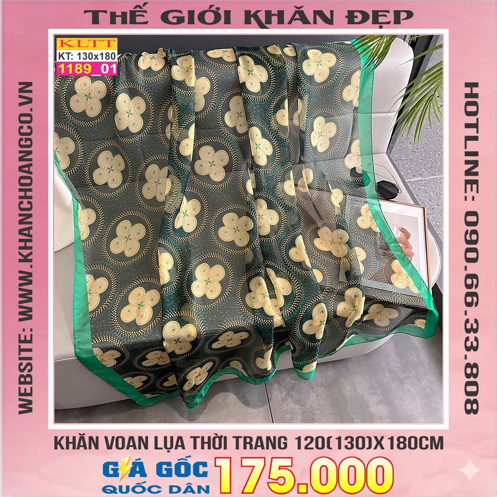 Khăn Lụa Tơ Tằm Thế Giới Khăn Đẹp cao cấp KLTT 18901