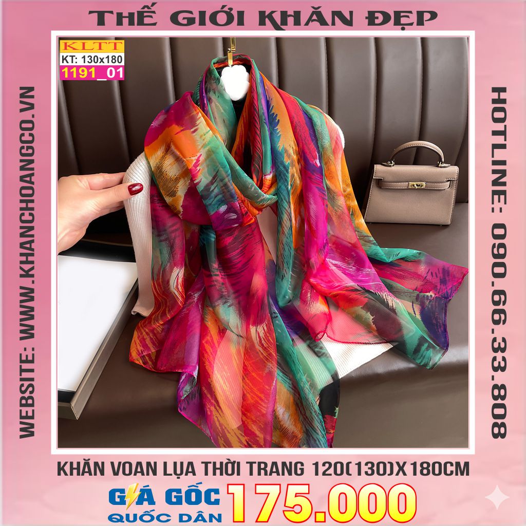 Khăn Lụa Tơ Tằm Thế Giới Khăn Đẹp cao cấp KLTT 19101