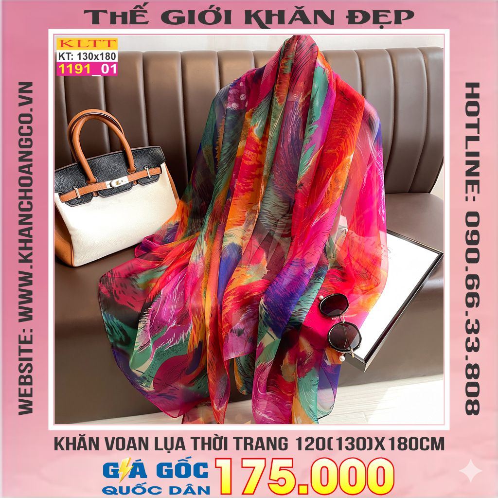 Khăn Lụa Tơ Tằm Thế Giới Khăn Đẹp cao cấp KLTT 19101