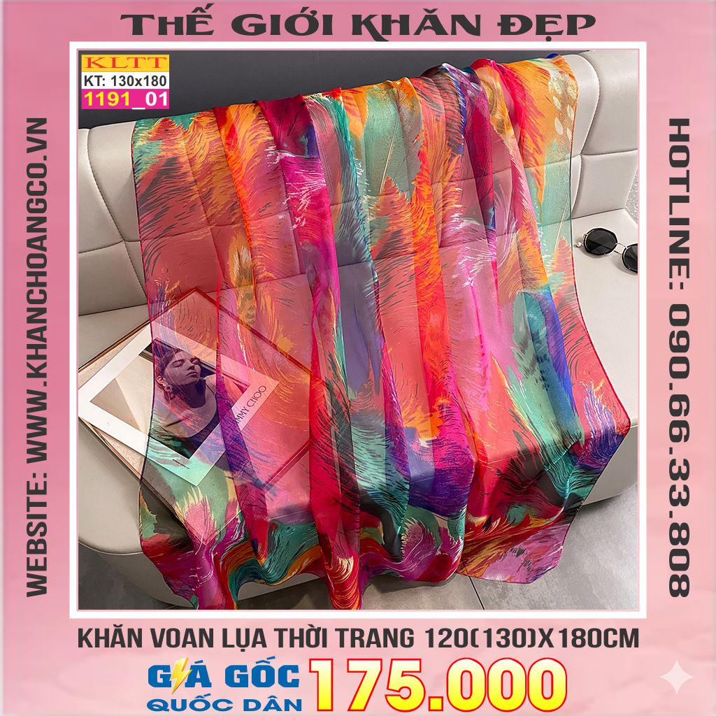 Khăn Lụa Tơ Tằm Thế Giới Khăn Đẹp cao cấp KLTT 19101