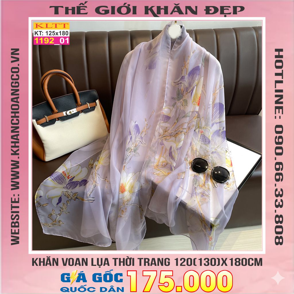 Khăn Lụa Tơ Tằm Thế Giới Khăn Đẹp cao cấp KLTT 19201
