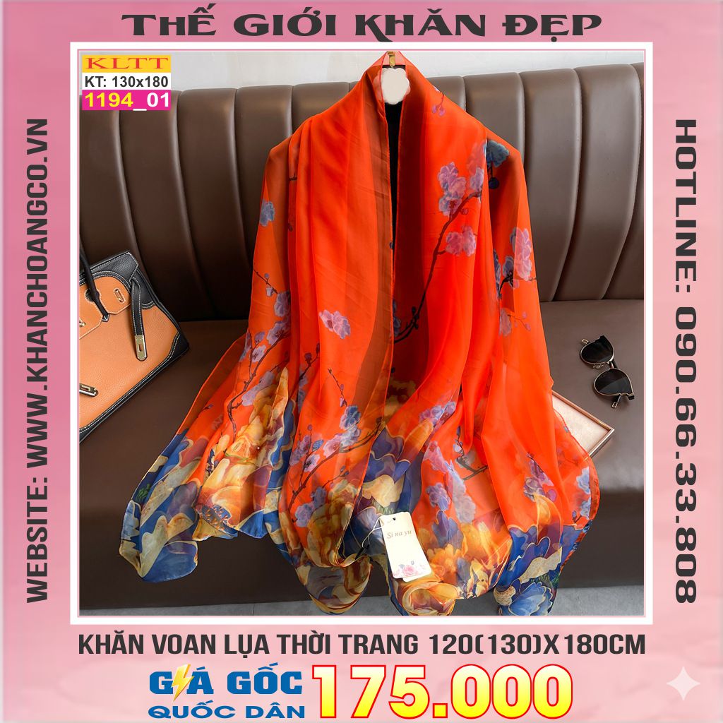 Khăn Lụa Tơ Tằm Thế Giới Khăn Đẹp cao cấp KLTT 19401