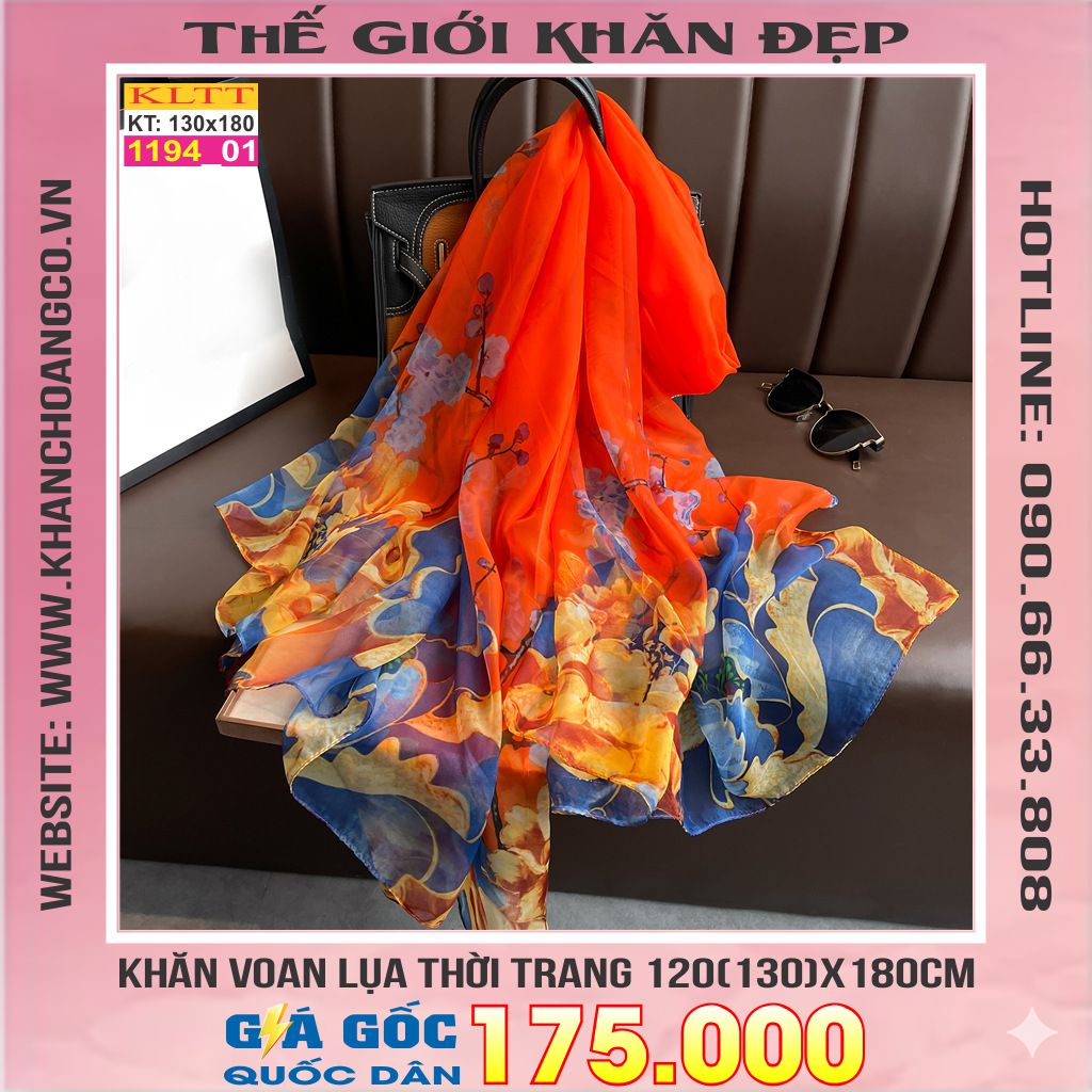 Khăn Lụa Tơ Tằm Thế Giới Khăn Đẹp cao cấp KLTT 19401