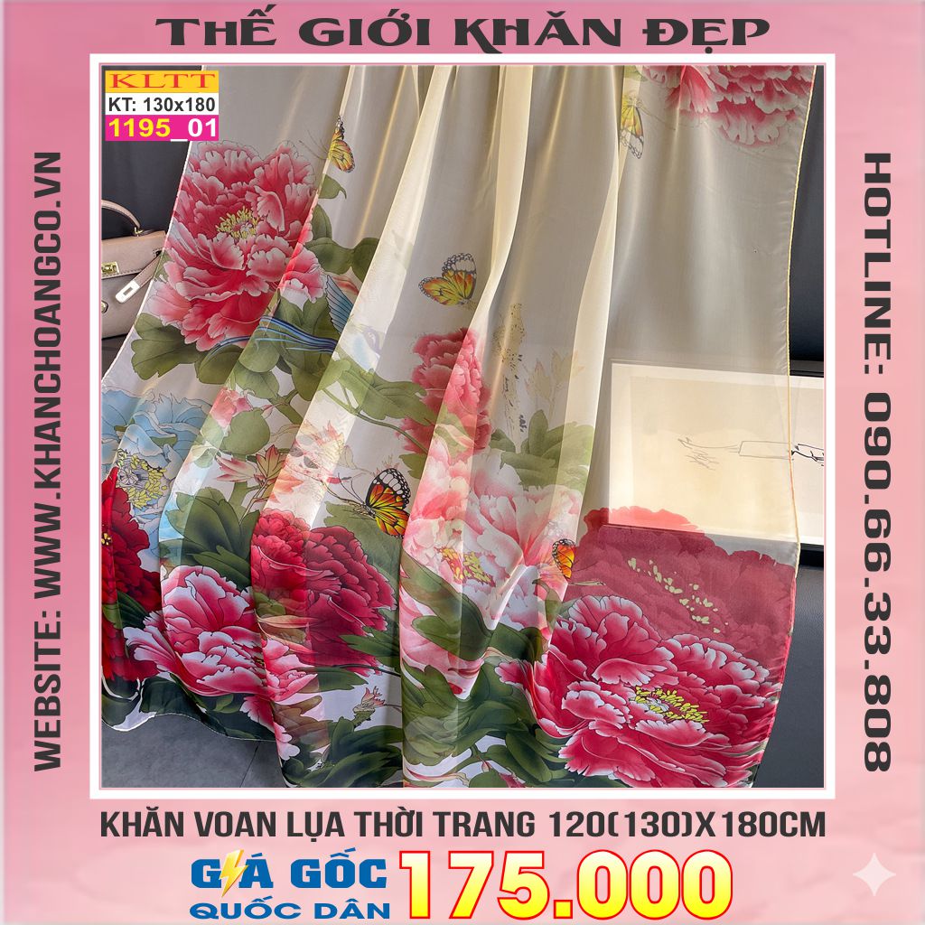 Khăn Lụa Tơ Tằm Thế Giới Khăn Đẹp cao cấp KLTT 19501