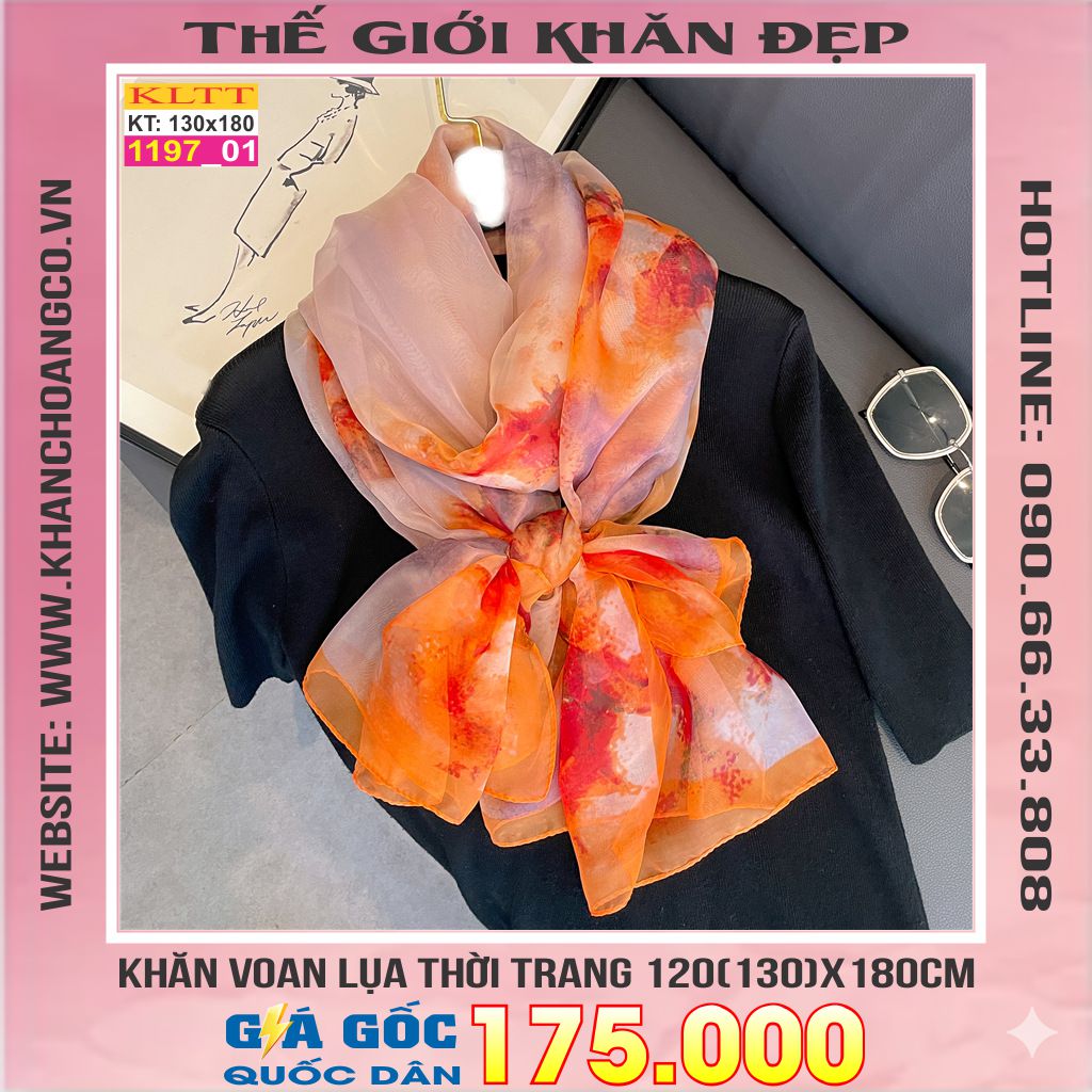 Khăn Lụa Tơ Tằm Thế Giới Khăn Đẹp cao cấp KLTT 19701