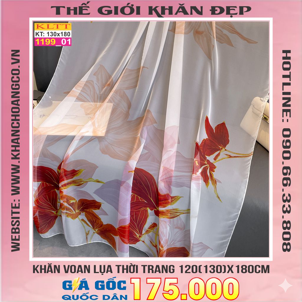 Khăn Lụa Tơ Tằm Thế Giới Khăn Đẹp cao cấp KLTT 19901