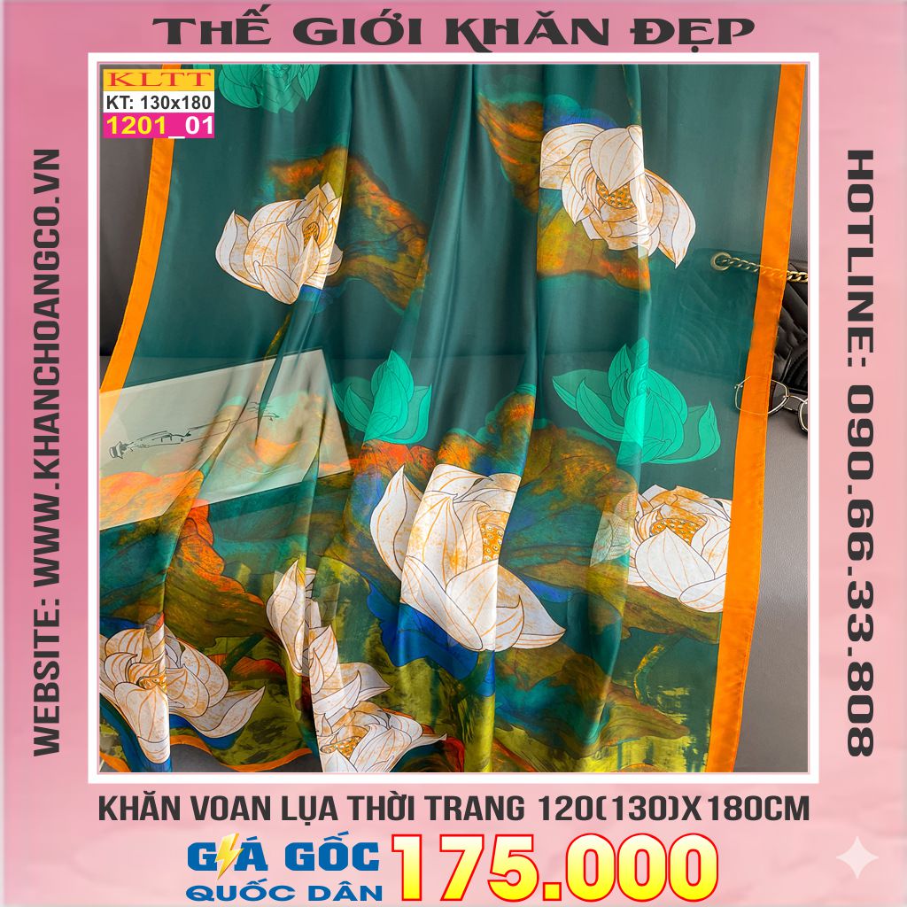 Khăn Lụa Tơ Tằm Thế Giới Khăn Đẹp cao cấp KLTT 20101