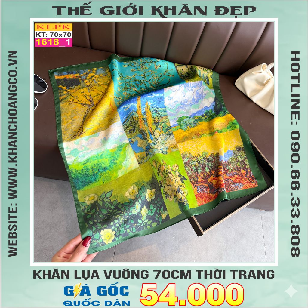 Khăn Phụ Kiện Lụa Vuông 70cm - Thế Giới Khăn Đẹp C1001_1