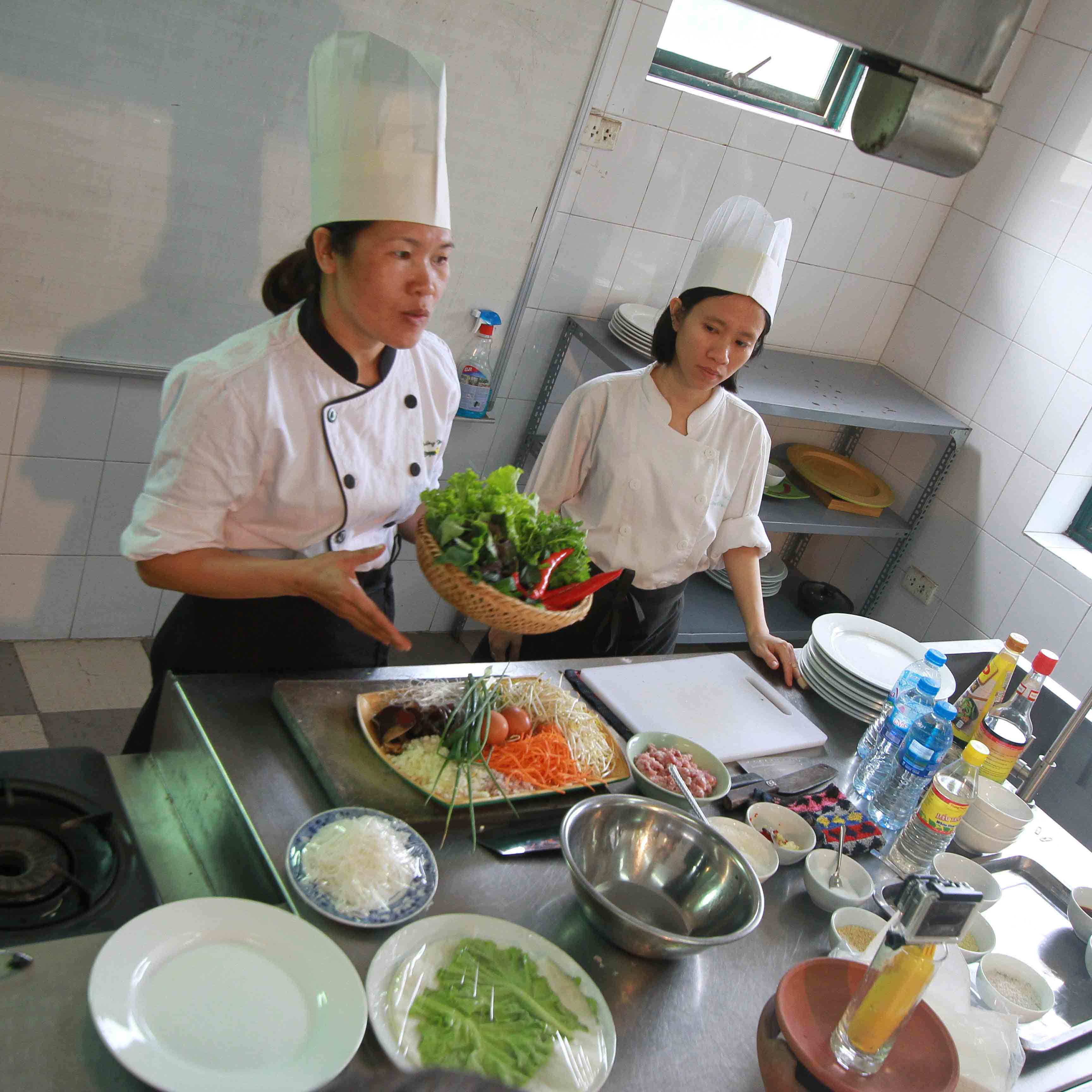 Chefs teaching cooking