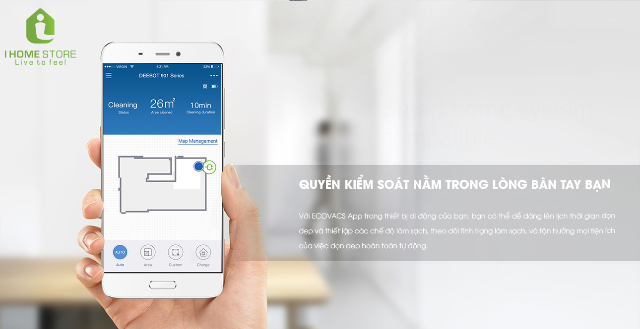 robot hut bui tu dong ecovacs deebot 901 - ihomestore.vn