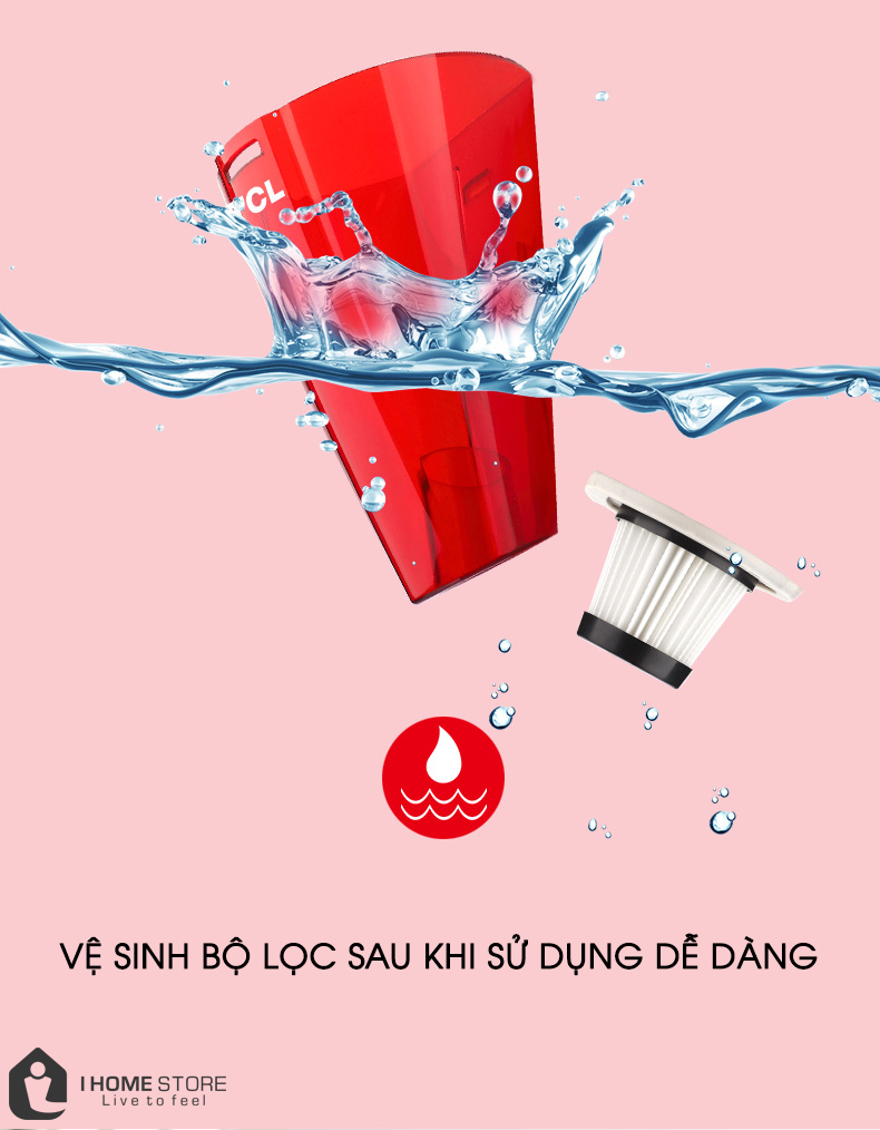 Vệ sinh bộ lọc máy hút cầm tay dễ dàng