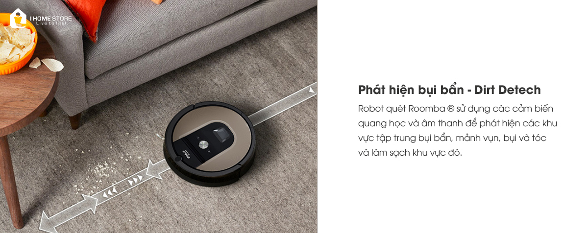 Công nghệ phát hiện bụi bẩn của robot hút bụi iRobot Roomba 961