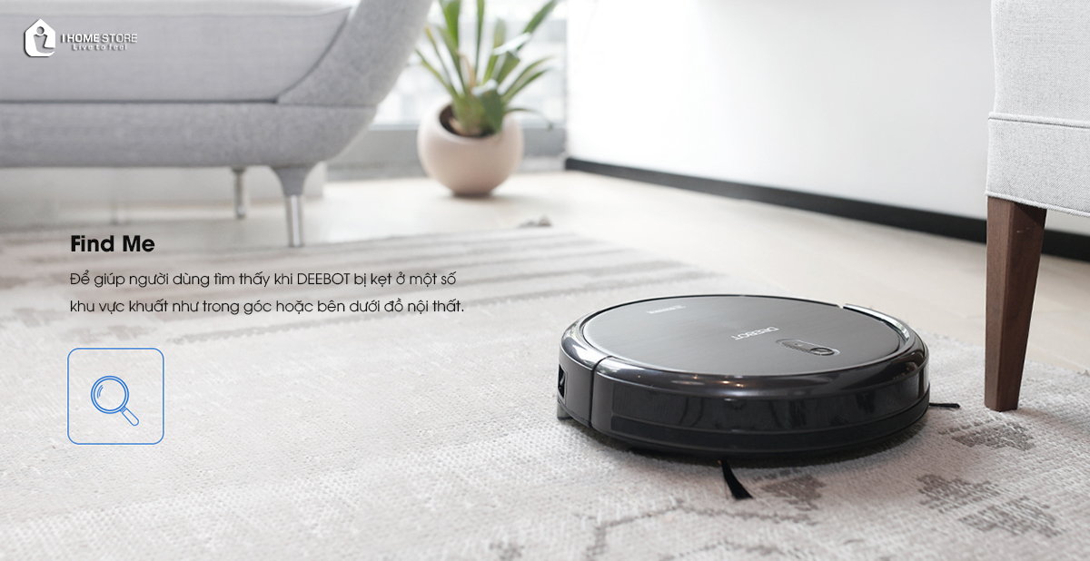 Robot Ecovacs Deebot N79 đang dọn dẹp trên sàn nhà