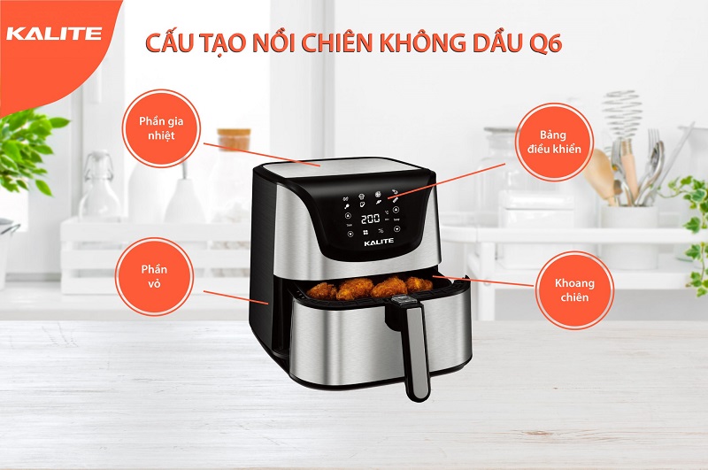 Cấu tạo của nồi chiên không dầu Kalite Q6