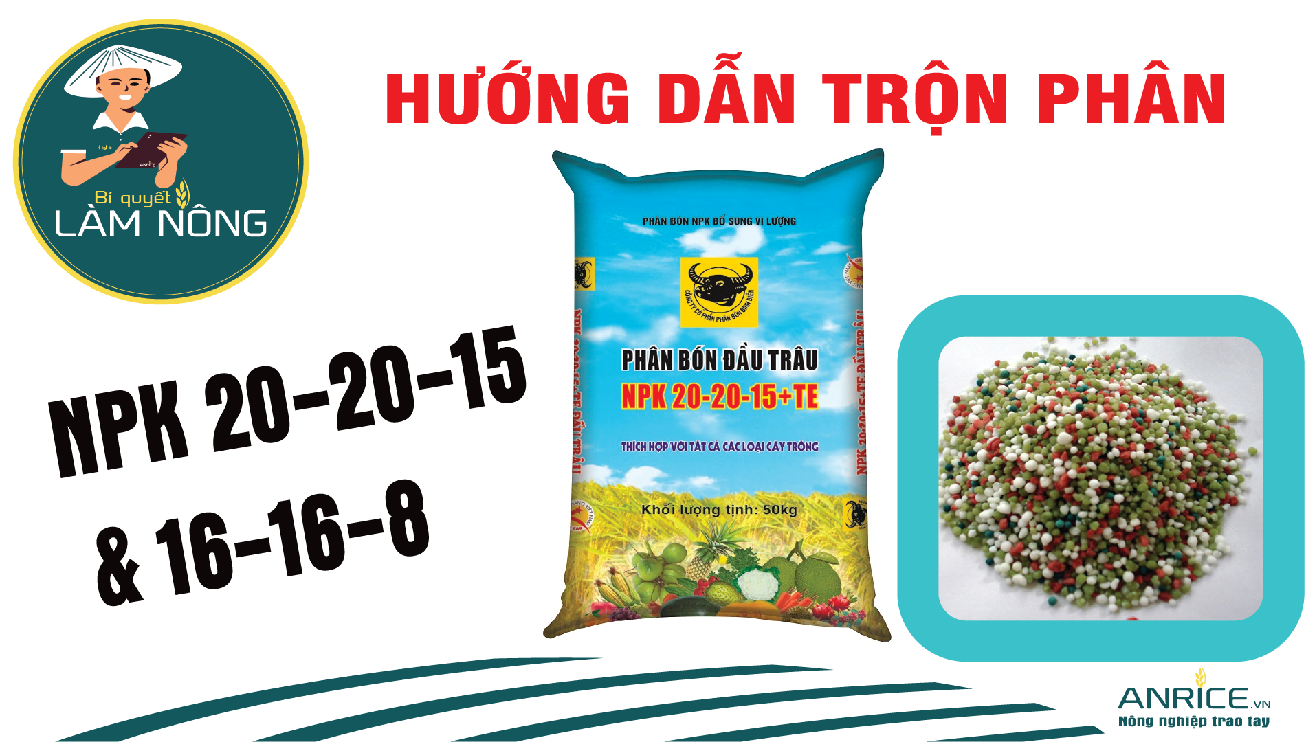 CÁCH TRỘN PHÂN ĐƠN THÀNH NPK 20-20-15 VÀ 16-16-8