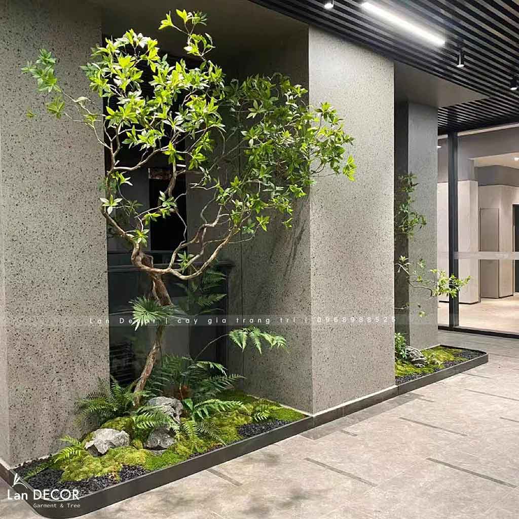 Sảnh lớn cần nhiều cây, nhưng diện tích nhỏ – Làm sao để không gian vẫn thoáng và sang