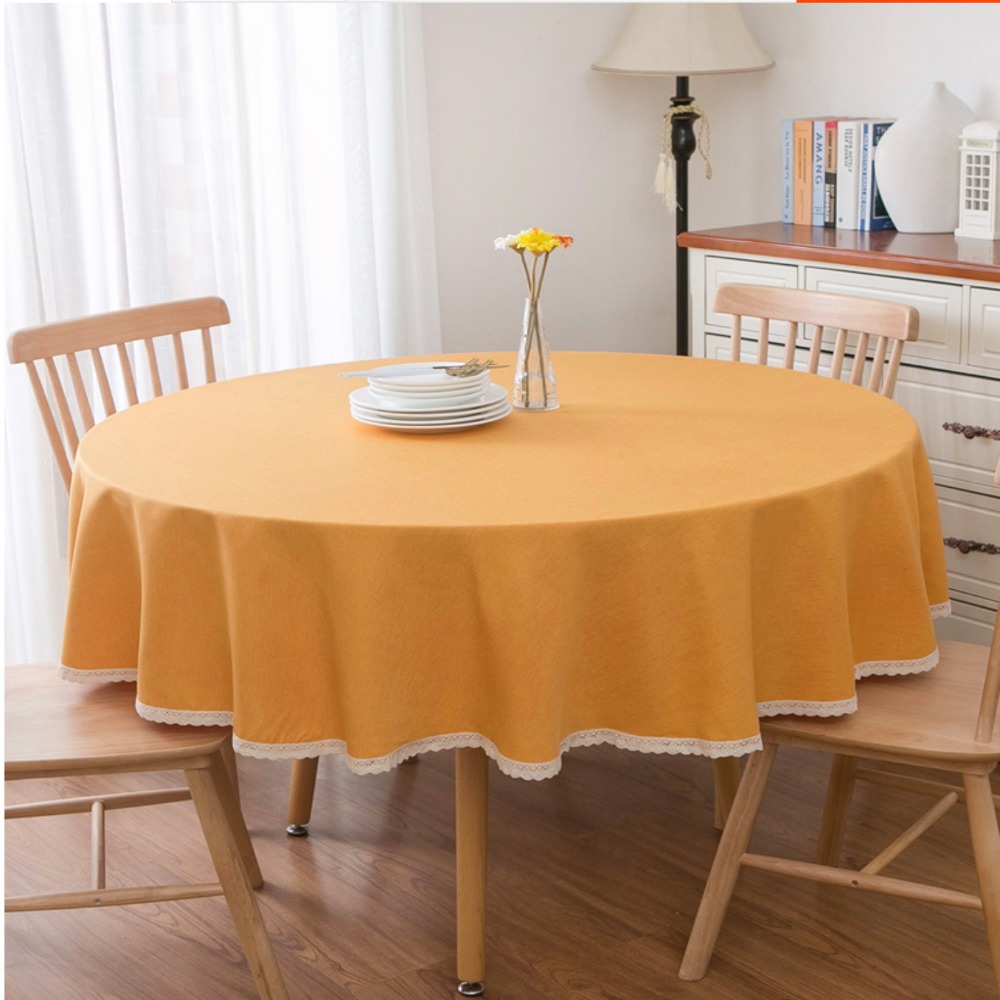 Khăn Trải Bàn Tròn Vải Trơn Màu Vàng Cam - Tb414 Khăn Trải Bàn Thiết Kế Thương Hiệu Lan Decor