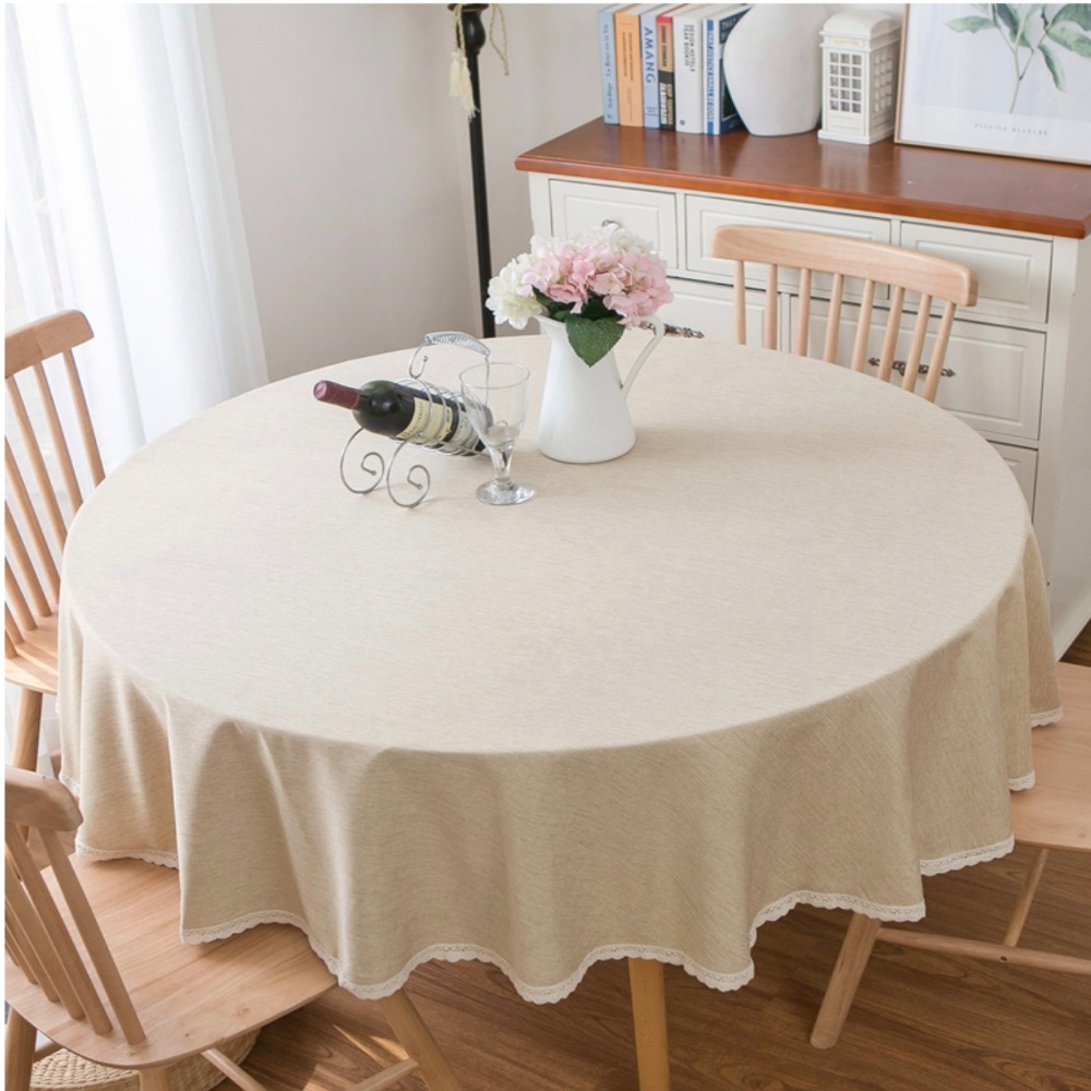 Khăn Trải Bàn Tròn Vải Trơn Màu Kem Đậm - Tb407 Khăn Trải Bàn Thiết Kế Thương Hiệu Lan Decor