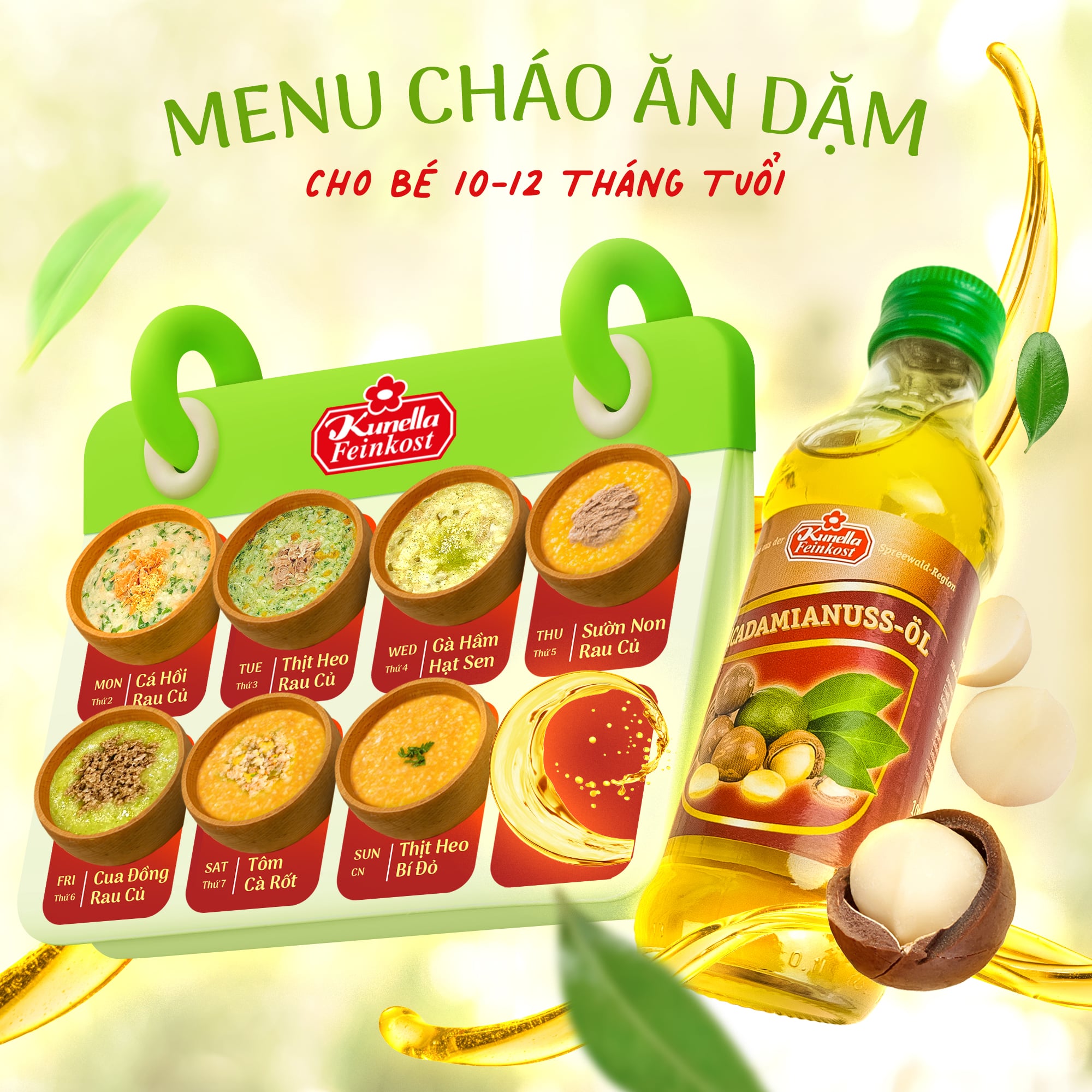 Thực đơn ăn dặm cho bé 10-12 tháng tuổi