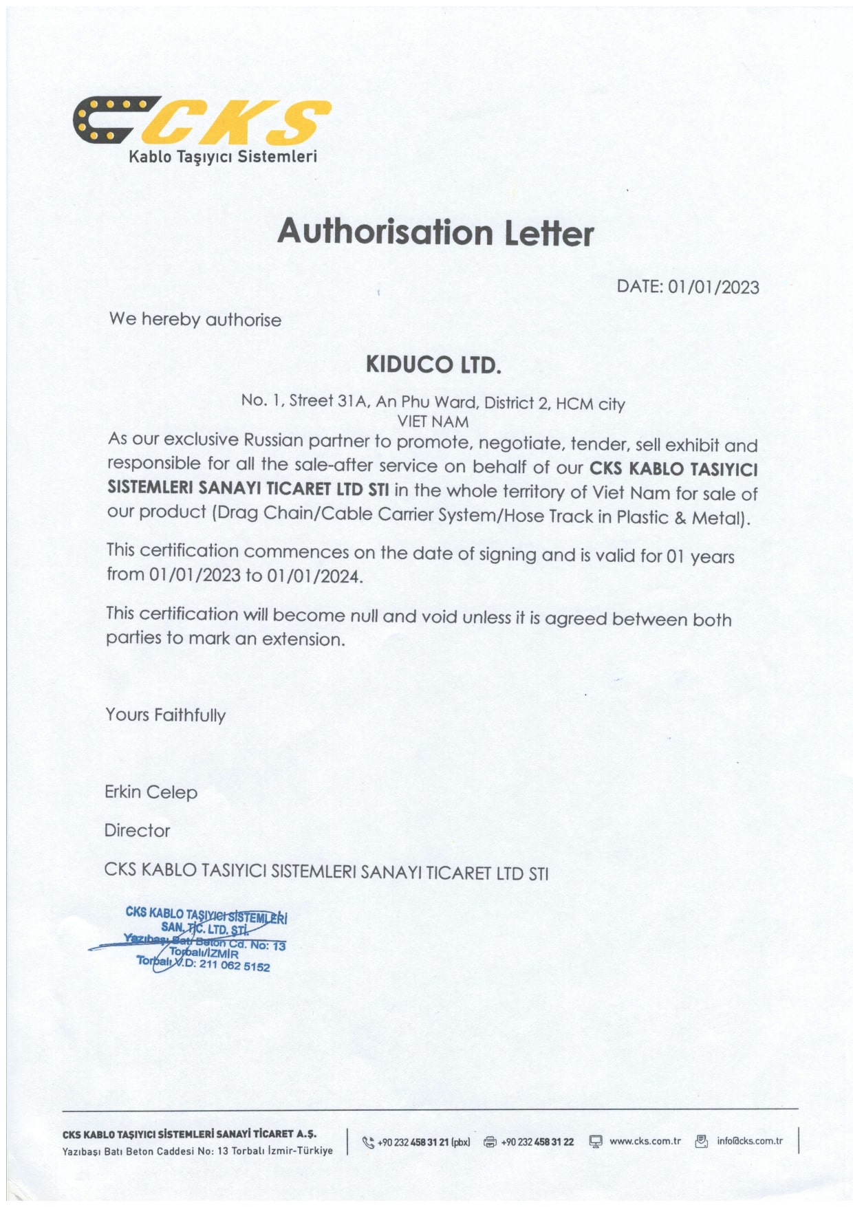 Kiên Dũng đại diện thương hiệu CKS (Turkey) tại Việt Nam