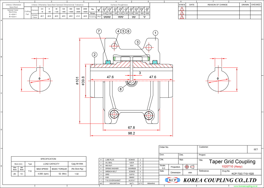 Bản vẽ khớp nối lò xo KCP T10