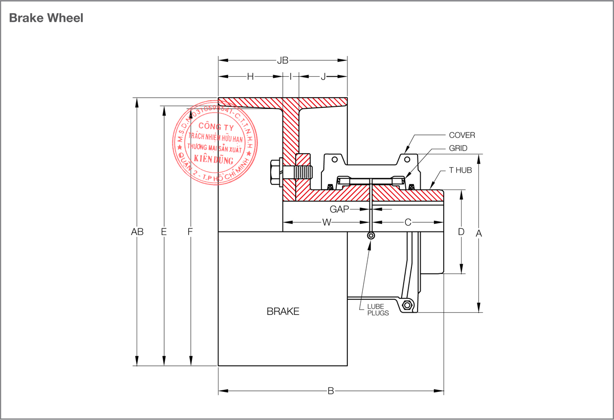 Bảng thông số kỹ thuật khớp nối lưới KCP Taper Grid Couplings KBW Type