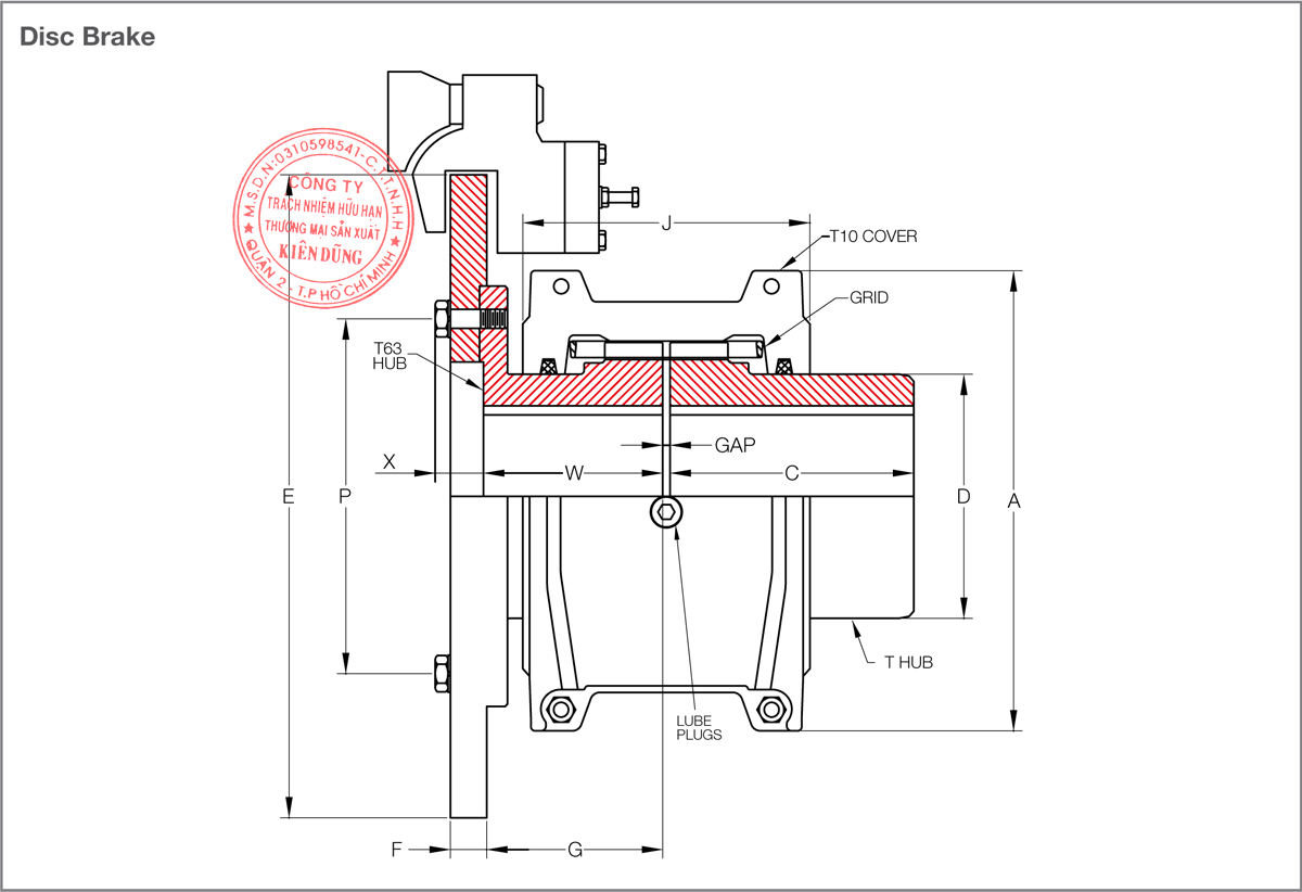 Bảng thông số kỹ thuật khớp nối lưới KCP Taper Grid Couplings T63 Type