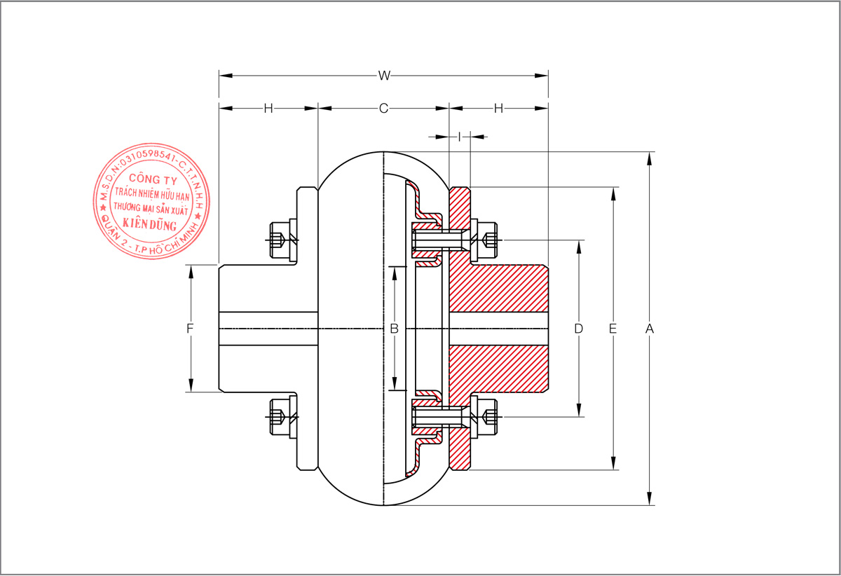 Bảng thông số kỹ thuật khớp nối bánh xe cao su KCP Tire Coupling KCS-L Type