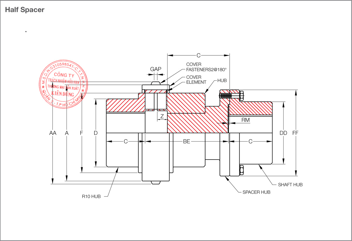 Bảng thông số kỹ thuật khớp nối đàn hồi KCP KW Flex Coupling KW35 Type