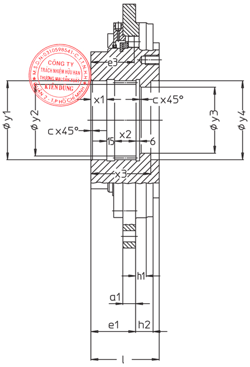 Khớp nối tang trống Malmedie Drum Coupling MTTXs Drawing