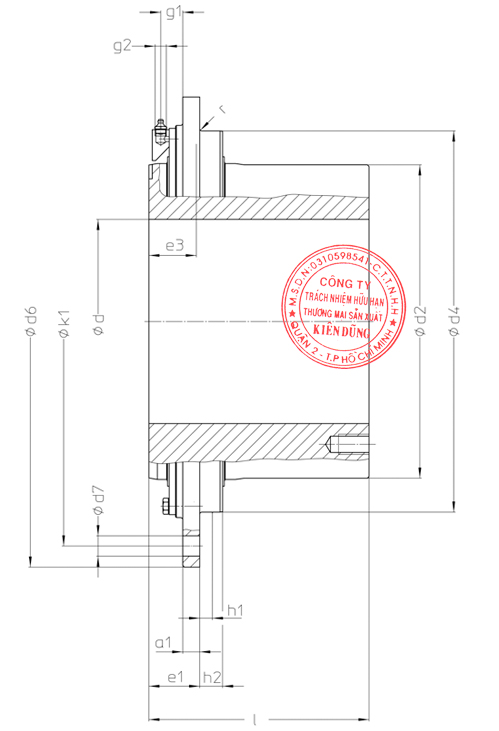 Khớp nối tang trống Malmedie Drum Coupling TT Drawing