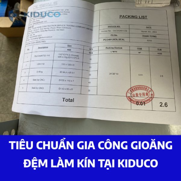 tiêu chuẩn gia công gioăng đệm tại kiduco