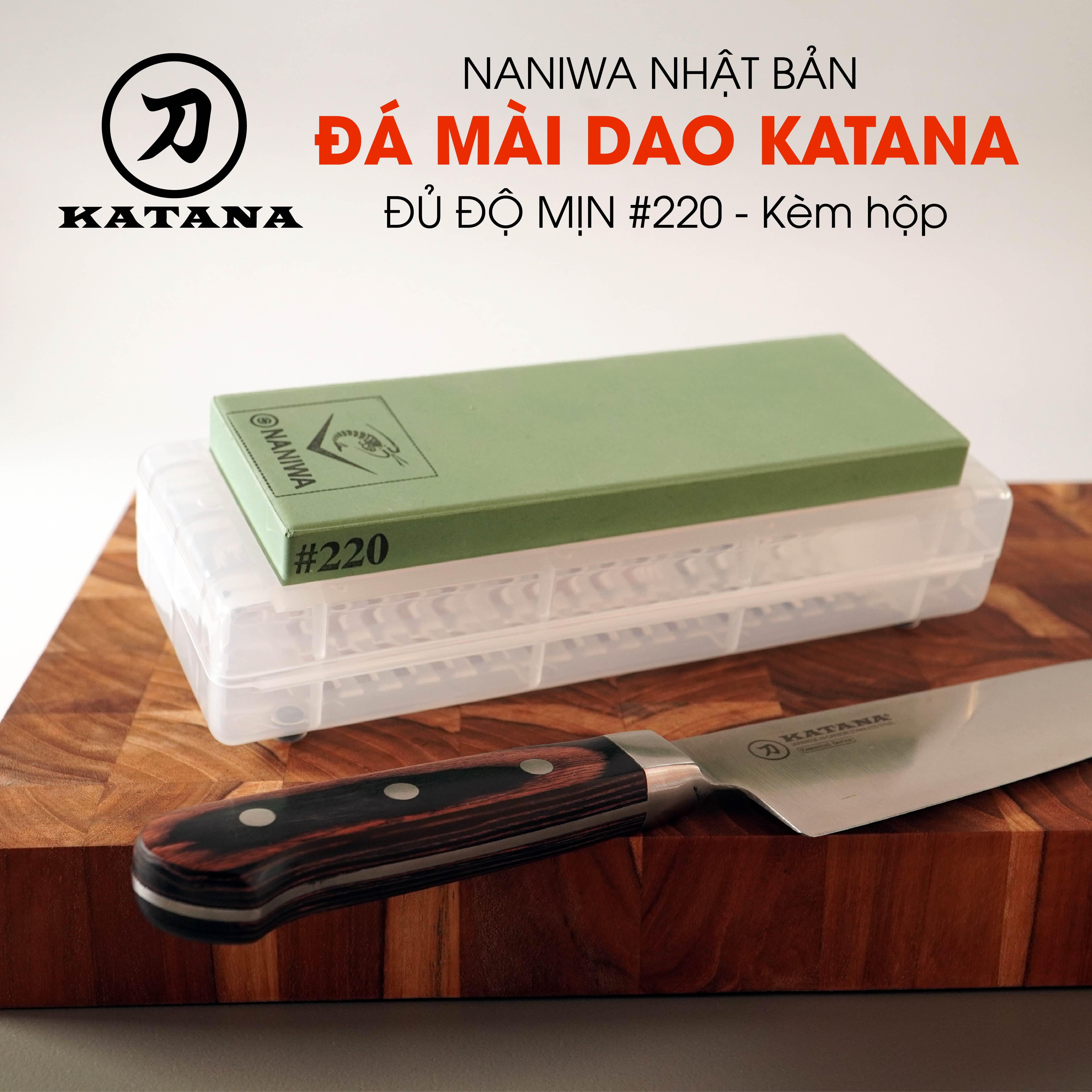 Dũng Đỗ様　まな板 Đá mài dao Naniwa thương hiệu KATANA độ mịn thô #220 (185x65x15mm