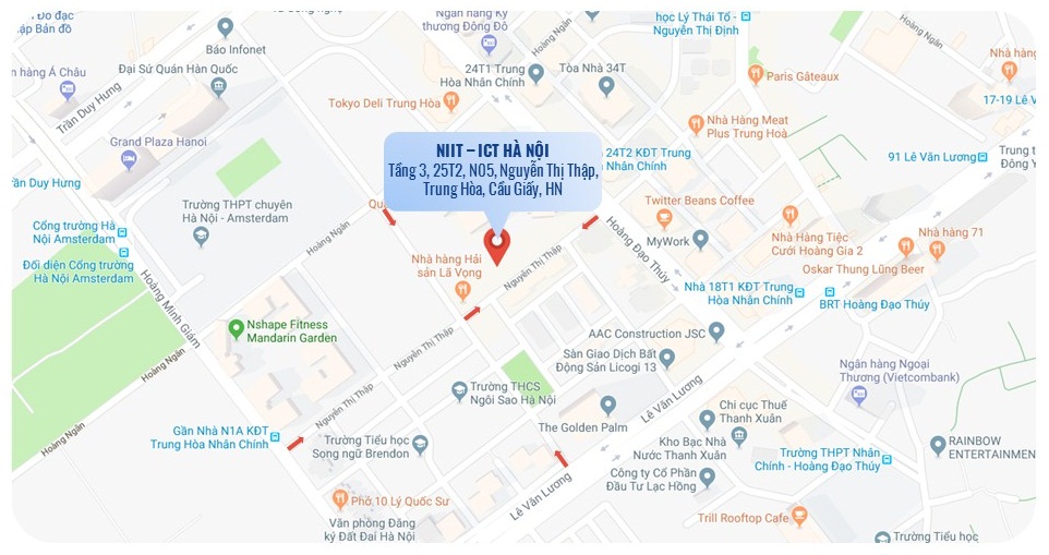 Bản đồ đường đi đến NIIT - ICT Hà Nội