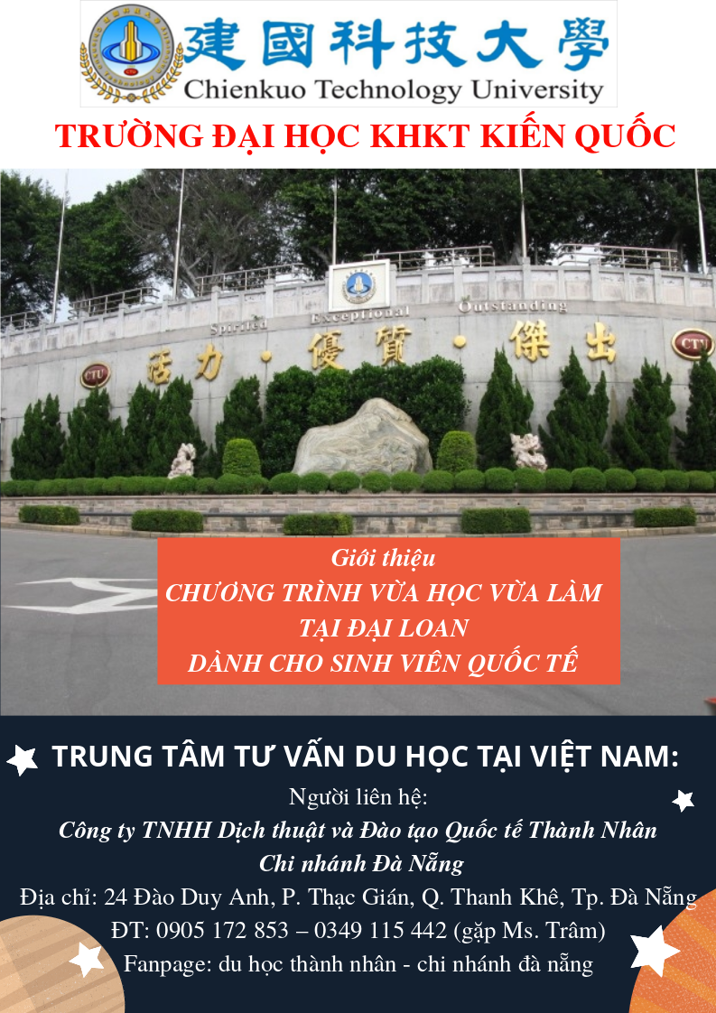 THÔNG BÁO TUYỂN SINH DU HỌC ĐÀI LOAN NĂM 2019