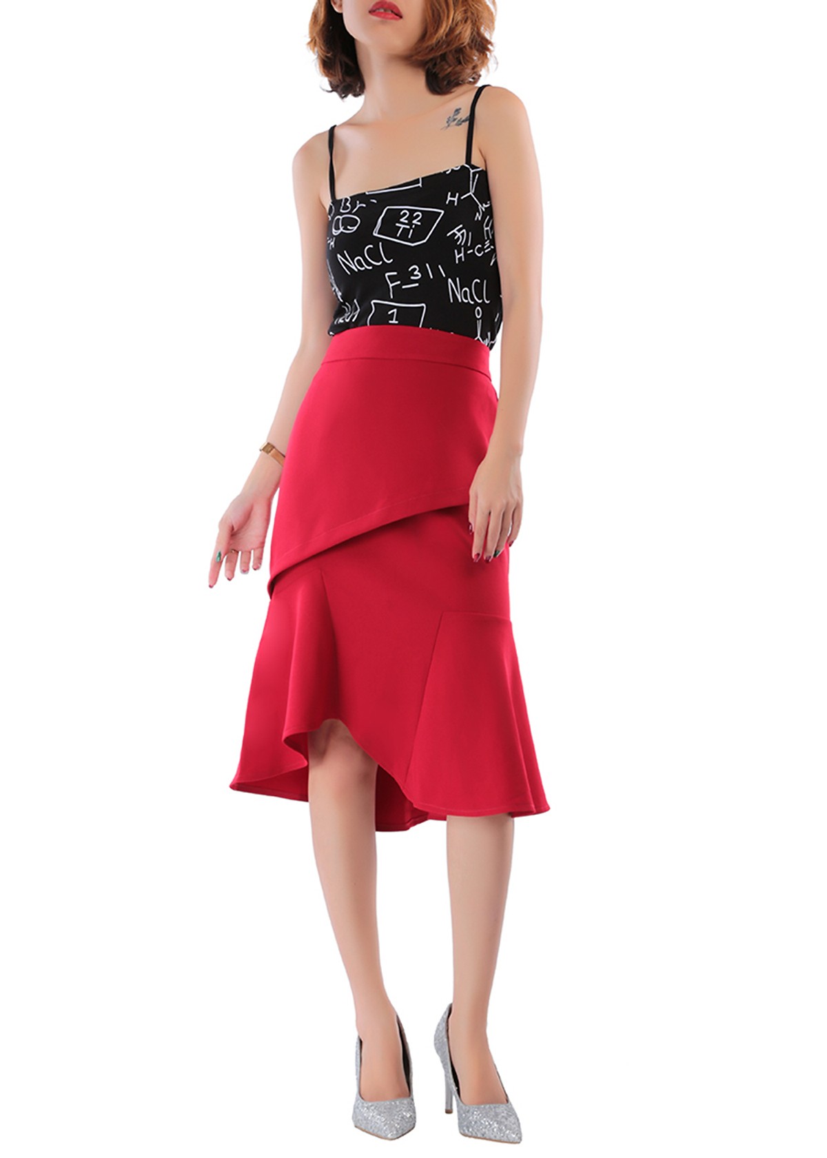 Chân váy xòe đuôi cá họa tiết CV05-29 | Thời trang công sở K&K Fashion