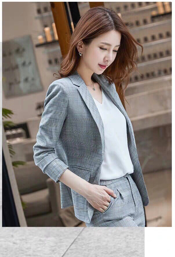 Áo vest nữ hàn quốc ❤️????????❤️ Set bộ áo khoác vest nữ Phối Nút + Quần  Dài Xinh Xắn SV22 | Thời trang Ofamic