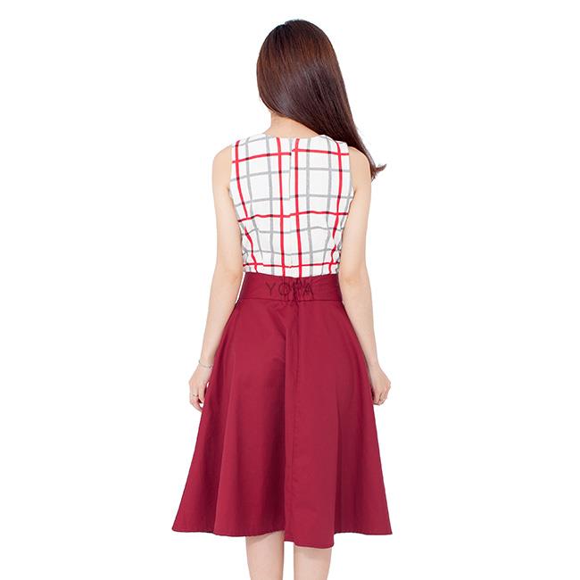 HÀNG SẴN) Váy yếm xòe Vintage thắt eo kẻ sọc MORAN Hàn Quốc | Shopee Việt  Nam
