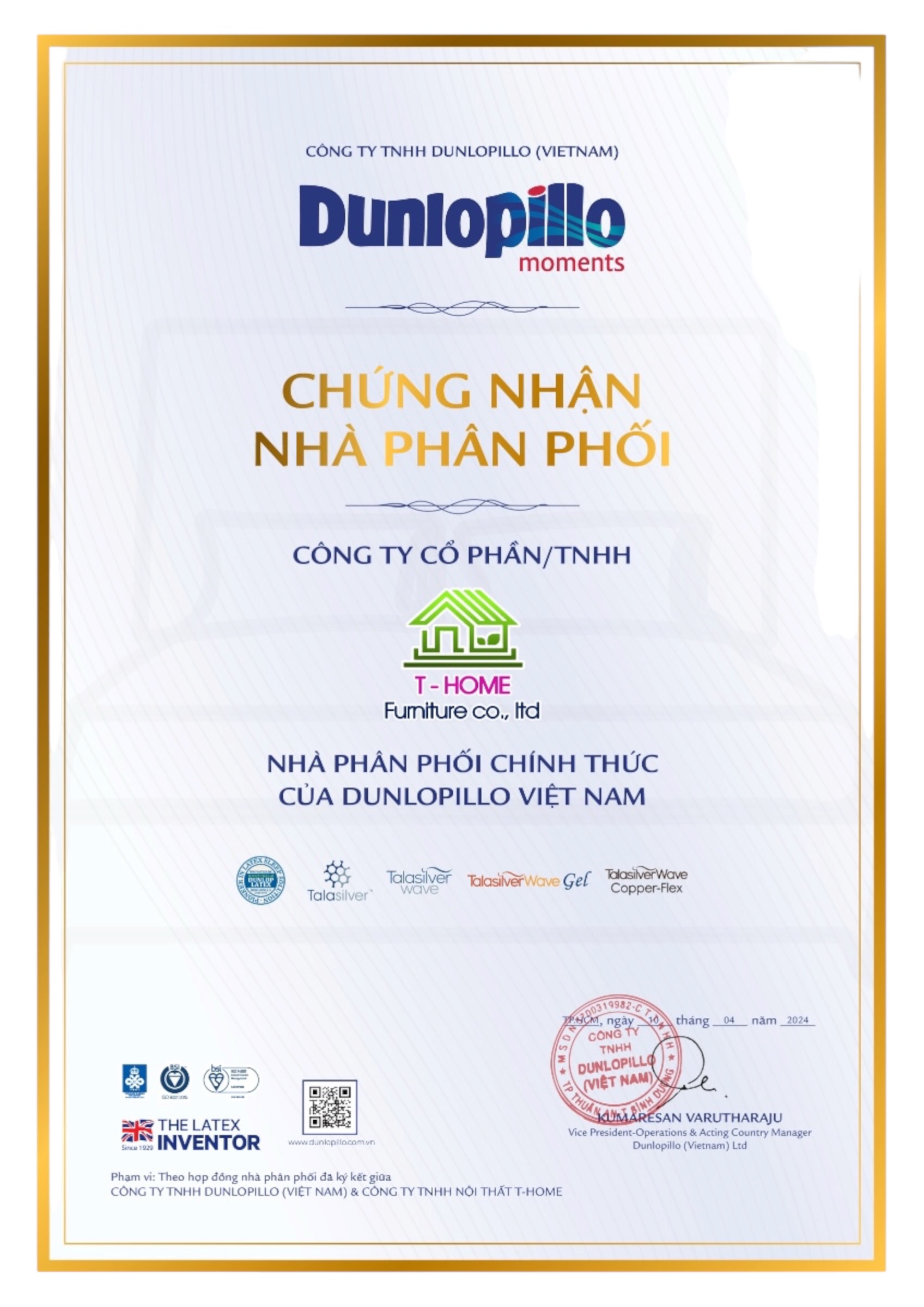 CÔNG TY TNHH NỘI THẤT T-HOME - PHÂN PHỐI CHÍNH HÃNG NỆM LÒ XO VÀ CAO SU DUNLOPILLO